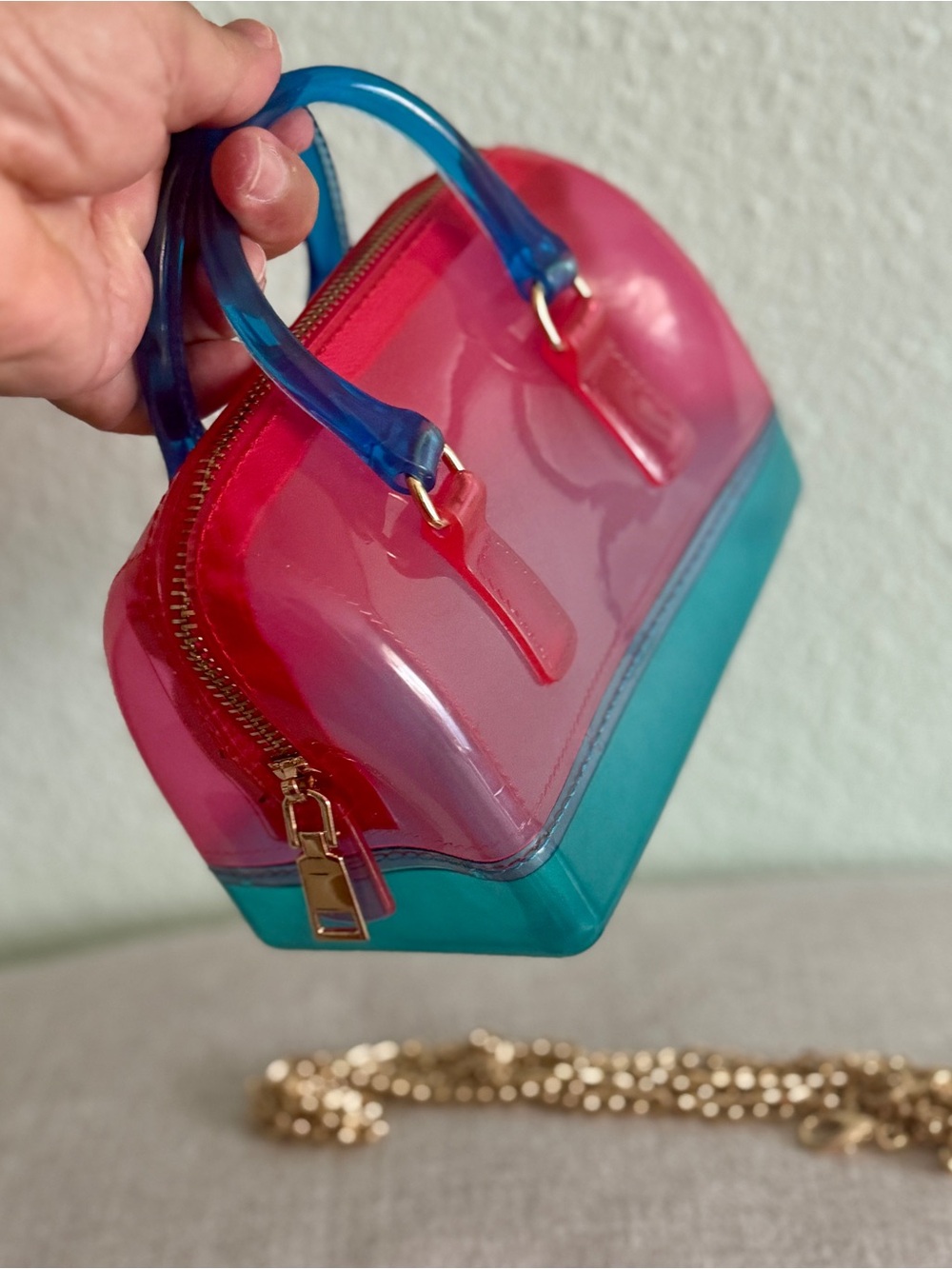 Pink Blue Mini Dome Bag Satchel Jelly Crossbody Handbag Translucent Bag Party